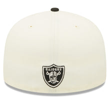 Load image into Gallery viewer, Las Vegas Raiders New Era NFL 59FIFTY 5950 Fitted Cap Hat Cream Crown Black Visor Team Color Logo (2022 Sideline)
