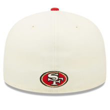 Load image into Gallery viewer, San Francisco 49ers New Era NFL 59FIFTY 5950 Fitted 2022 Sideline Cap Hat Cream Crown Red Visor Team Color Logo
