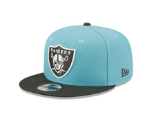 Load image into Gallery viewer, Las Vegas Raiders New Era 9FIFTY 950 Snapback Cap Hat Light Blue Crown Dark Gray Visor Dark Gray/White Logo (Color Pack)