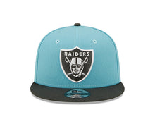 Load image into Gallery viewer, Las Vegas Raiders New Era 9FIFTY 950 Snapback Cap Hat Light Blue Crown Dark Gray Visor Dark Gray/White Logo (Color Pack)