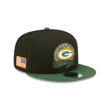 Load image into Gallery viewer, Green Bay Packers New Era NFL 9FIFTY 950 Snapback Cap Hat Black Crown Green Visor Camo Logo (2022 Salute To Service)