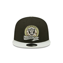Load image into Gallery viewer, Las Vegas Raiders New Era 9FIFTY 950 Snapback Cap Hat Black Crown Gray Visor Camo Logo (2022 Salute To Service)