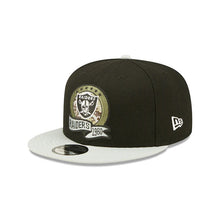 Load image into Gallery viewer, Las Vegas Raiders New Era 9FIFTY 950 Snapback Cap Hat Black Crown Gray Visor Camo Logo (2022 Salute To Service)