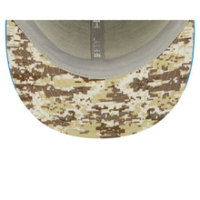 Load image into Gallery viewer, Los Angeles Chargers New Era NFL 9FIFTY 950 Snapback Cap Hat Black Crown Sky Blue Visor Camo Logo (2022 Salute To Service)