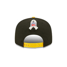Load image into Gallery viewer, Pittsburgh Steelers New Era NFL 9FIFTY 950 Snapback Cap Hat Black Crown Yellow Visor Camo Logo (2022 Salute To Service)