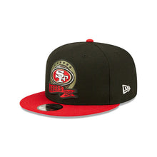 Load image into Gallery viewer, San Francisco 49ers New Era NFL 9FIFTY 950 Snapback Cap Hat Black Crown Red Visor Camo Logo (2022 Salute To Service)