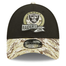 Load image into Gallery viewer, Las Vegas Raiders New Era 9FORTY 940 Adjustable Cap Hat Black Crown Camo Visor Team Color Logo (2022 Salute To Service)