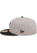 Load image into Gallery viewer, Las Vegas Raiders New Era 59FIFTY 5950 Fitted Cap Hat Heather Gray Crown Black Visor Team Color Logo With Side Patch