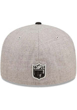 Load image into Gallery viewer, Las Vegas Raiders New Era 59FIFTY 5950 Fitted Cap Hat Heather Gray Crown Black Visor Team Color Logo With Side Patch