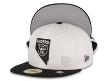 Load image into Gallery viewer, Las Vegas Raiders New Era 59FIFTY 5950 Fitted Cap Hat White Crown Black Visor Flawless Team Color Logo (State Map)