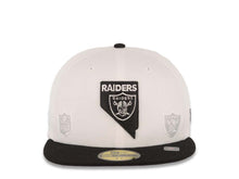 Load image into Gallery viewer, Las Vegas Raiders New Era 59FIFTY 5950 Fitted Cap Hat White Crown Black Visor Flawless Team Color Logo (State Map)