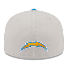 Load image into Gallery viewer, Los Angeles Chargers New Era NFL 59FIFTY 5950 Fitted Cap Hat Stone Crown Sky Blue Visor Team Color Logo Gray UV (2023 Draft On Stage)