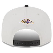 Load image into Gallery viewer, Baltimore Ravens New Era 59FIFTY 5950 Fitted Cap Hat Stone Crown Black Visor Team Color Logo (2023 Draft On Stage)