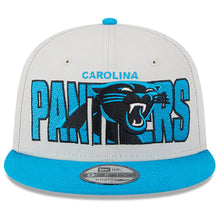 Load image into Gallery viewer, Carolina Panthers New Era NFL 9FIFTY 950 Snapback Cap Hat Stone Crown Royal Blue Visor Team Color Logo (2023 Draft On Stage)