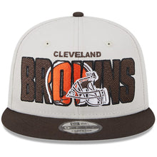 Load image into Gallery viewer, Cleveland Browns New Era NFL 9FIFTY 950 Snapback Cap Hat Stone Crown Brown Visor Team Color Logo (2023 Draft On Stage)