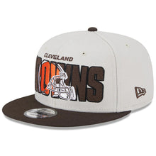 Load image into Gallery viewer, Cleveland Browns New Era NFL 9FIFTY 950 Snapback Cap Hat Stone Crown Brown Visor Team Color Logo (2023 Draft On Stage)