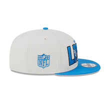 Load image into Gallery viewer, Detroit Lions New Era NFL 9FIFTY 950 Snapback Cap Hat Stone Crown Royal Blue Visor Team Color Logo (2023 Draft On Stage)