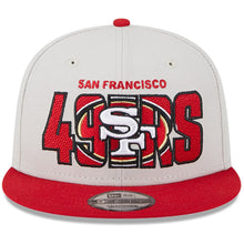 Load image into Gallery viewer, San Francisco 49ers New Era NFL 9FIFTY 950 Snapback Cap Hat Stone Crown Red Visor Team Color Logo (2023 Draft On Stage)