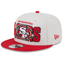 Load image into Gallery viewer, San Francisco 49ers New Era NFL 9FIFTY 950 Snapback Cap Hat Stone Crown Red Visor Team Color Logo (2023 Draft On Stage)
