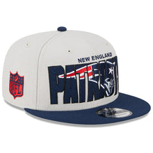 Load image into Gallery viewer, New England Patriots New Era NFL 9FIFTY 950 Snapback Cap Hat Stone Crown Light Navy Blue Visor Team Color Logo (2023 Draft On Stage)