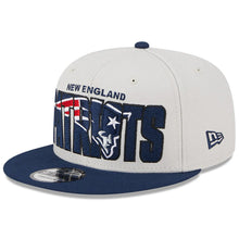 Load image into Gallery viewer, New England Patriots New Era NFL 9FIFTY 950 Snapback Cap Hat Stone Crown Light Navy Blue Visor Team Color Logo (2023 Draft On Stage)