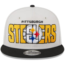 Load image into Gallery viewer, Pittsburgh Steelers New Era NFL 9FIFTY 950 Snapback Cap Hat Stone Crown Black Visor Team Color Logo (2023 Draft On Stage)