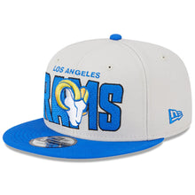 Load image into Gallery viewer, Los Angeles Rams New Era NFL 9FIFTY 950 Snapback Cap Hat Stone Crown Royal Blue Visor Team Color Logo (2023 Draft On Stage)