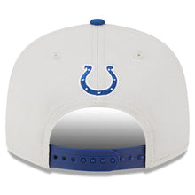 Load image into Gallery viewer, Indianapolis Colts New Era NFL 9FIFTY 950 Snapback Cap Hat Stone Crown Royal Blue Visor Royal Blue/White Logo (2023 Draft On Stage)