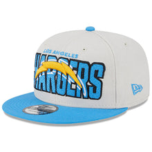 Load image into Gallery viewer, Los Angeles Chargers New Era NFL 9FIFTY 950 Snapback Cap Hat Stone Crown Sky Blue Visor Team Color Logo (2023 Draft On Stage)
