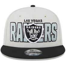Load image into Gallery viewer, Las Vegas Raiders New Era 9FIFTY 950 Snapback Cap Hat Stone Crown Black Visor Team Color Logo (2023 Draft On Stage)