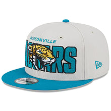 Load image into Gallery viewer, Jacksonville Jaguars New Era NFL 9FIFTY 950 Snapback Cap Hat Stone Crown Turquoise Visor Team Color Logo (2023 Draft On Stage)