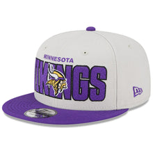 Load image into Gallery viewer, Minnesota Vikings New Era NFL 9FIFTY 950 Snapback Cap Hat Stone Crown Purple Visor Team Color Logo (2023 Draft On Stage)