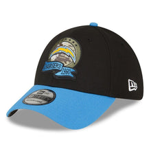 Load image into Gallery viewer, Los Angeles Chargers New Era NFL 39THIRTY 3930 Flexfit Cap Hat Black Crown Sky Blue Visor Team Color Logo (2022 Salute To Service)