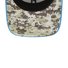 Load image into Gallery viewer, Los Angeles Chargers New Era NFL 39THIRTY 3930 Flexfit Cap Hat Black Crown Sky Blue Visor Team Color Logo (2022 Salute To Service)
