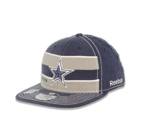 Load image into Gallery viewer, Dallas Cowboys Reebok NFL Flex Fitted Jean Material Cap Hat Navy Crown/Visor Navy/White Logo