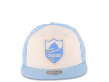 Load image into Gallery viewer, San Diego Chargers Reebok NFL Flex Fitted Cap Hat White/Sky Blue Crown Sky Blue Visor Retro Shield Logo Yellow UV