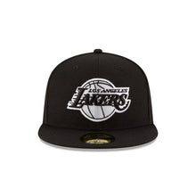 Load image into Gallery viewer, Los Angeles Lakers New Era NBA 59FIFTY 5950 Fitted Cap Hat Black Crown/Visor White/Black Logo