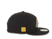 Load image into Gallery viewer, Los Angeles Lakers New Era NBA 59FIFTY 5950 Fitted Cap Hat Black Crown/Visor Blue/Green/Orange Logo (Tonal Pop)