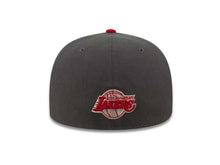 Load image into Gallery viewer, Los Angeles Lakers New Era NBA 59FIFTY 5950 Fitted Cap Hat Dark Gray Crown/Visor Red/Gray Logo