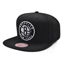 Load image into Gallery viewer, Brooklyn Nets Mitchell & Ness NBA Original Fit Snapback Cap Hat Black Crown/Visor Team Color Logo