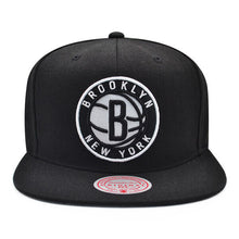 Load image into Gallery viewer, Brooklyn Nets Mitchell & Ness NBA Original Fit Snapback Cap Hat Black Crown/Visor Team Color Logo