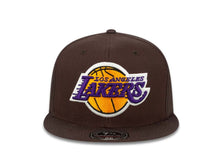 Load image into Gallery viewer, Los Angeles Lakers Mitchell & Ness NBA Fitted Cap Hat Brown Crown/Visor Team Color Logo Camo UV
