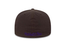 Load image into Gallery viewer, Los Angeles Lakers Mitchell & Ness NBA Fitted Cap Hat Brown Crown/Visor Team Color Logo Camo UV