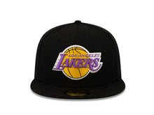 Load image into Gallery viewer, Los Angeles Lakers New Era 59FIFTY 5950 NBA Fitted Cap Hat Black Crown/Visor Team Color Logo City Flag UV (City Factor)