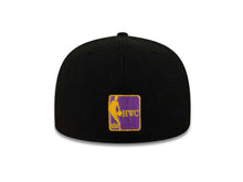 Load image into Gallery viewer, Los Angeles Lakers New Era 59FIFTY 5950 NBA Fitted Cap Hat Black Crown/Visor Team Color Logo City Flag UV (City Factor)