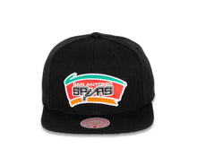 Load image into Gallery viewer, San Antonio Spurs Mitchell & Ness NBA Snapback Cap Hat Black Crown/Visor Team Color HWC Logo