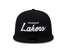 Load image into Gallery viewer, Los Angeles Lakers New Era NBA 9FIFTY 950 Snapback Cap Hat Black Crown/Visor White Script Logo