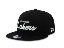 Load image into Gallery viewer, Los Angeles Lakers New Era NBA 9FIFTY 950 Snapback Cap Hat Black Crown/Visor White Script Logo