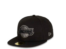 Load image into Gallery viewer, Los Angeles Lakers New Era NBA 59FIFTY 5950 Fitted Cap Hat Black Crown/Visor Black/Dark Gray Logo