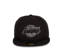 Load image into Gallery viewer, Los Angeles Lakers New Era NBA 59FIFTY 5950 Fitted Cap Hat Black Crown/Visor Black/Dark Gray Logo